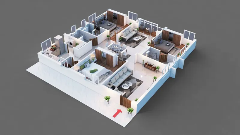 4 BHK floor plan layout for Sattva Sanio luxury apartments on Old Madras Road Bangalore